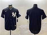 Men's New York Yankees Blank Black With Patch Cool Base Stitched Jersey